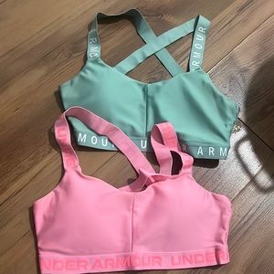 Under armour sports bras pink + teal/green